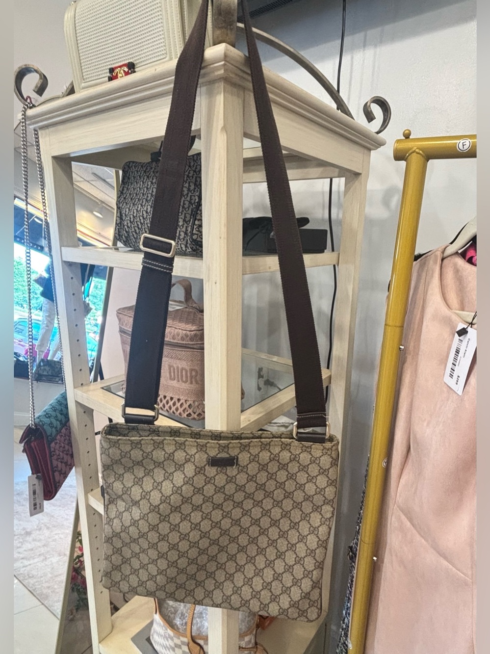 Gucci Beige GG Canvas Crossbody Bag with Adjustable Strap
